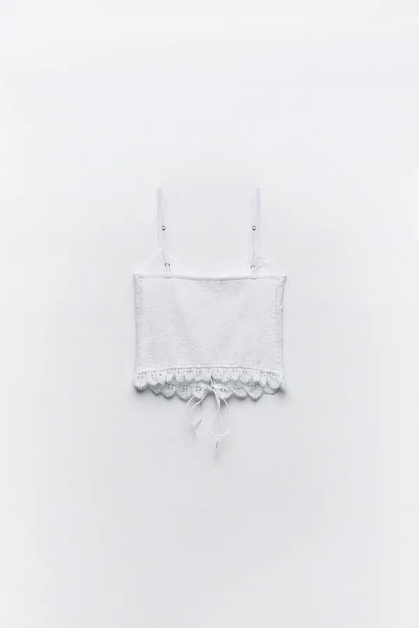 white ZARA floral embroidered tank top - Image 7