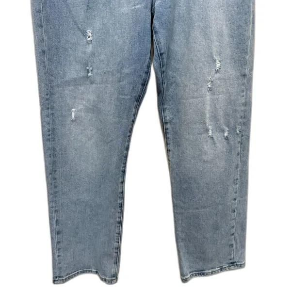 Altar'd State Straight Leg Jeans Light Wash Asymmetric Crossover Waist Size‎ 30 - Image 3