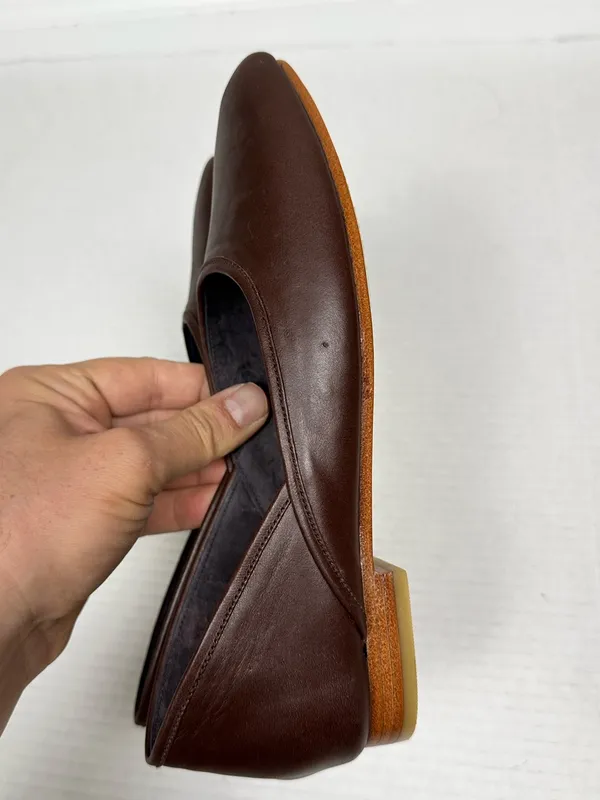 Bali ELF Made by Hand Brown Leather Ballet Flats D’Orsay Slip On Shoes Sz 6 - Image 5