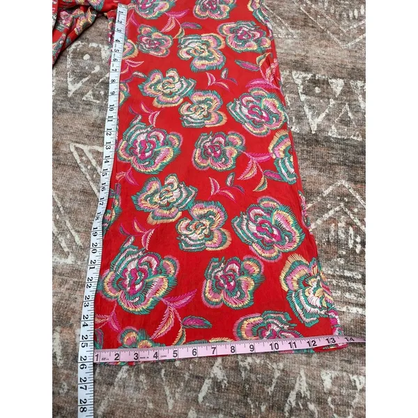 Resort Boho Floral Wide Leg Pants Z Supply Dante Tango Red Cruise Rayon M - Image 10