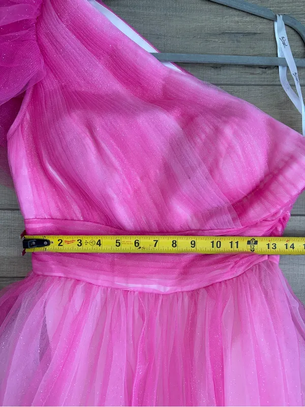 MAC DUGGAL 20377 Hot Pink Ombre Glitter One Shoulder Tulle Ball Gown Prom 6 - Image 8