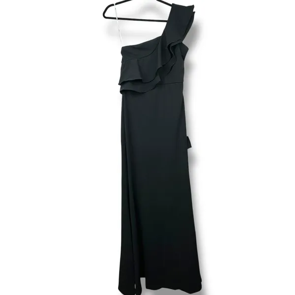 NEW Lulus Grand Beauty Black Ruffled One-Shoulder Mermaid Maxi Dress Large - Image 5
