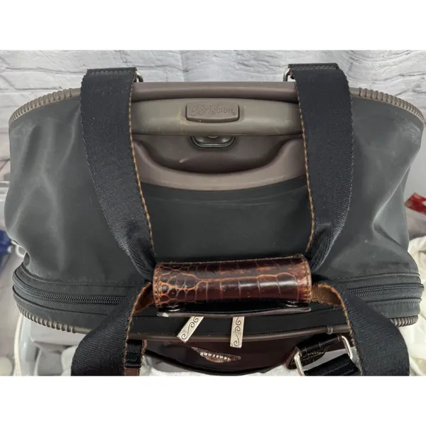 VTG Brighton Black Bag Brown Leather Accents Wheeled Carry-On Luggage 21" - Image 15