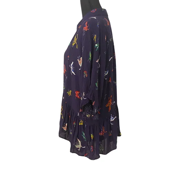 Maeve by Anthropologie Butterfly Print Peplum Blouse Top M Boho Fairy Whimsical - Image 5