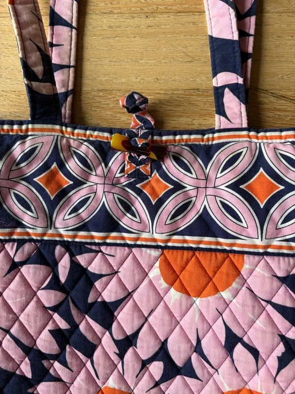 Vera Bradley Pink, Orange & Navy Quilted Floral Tote - Image 2