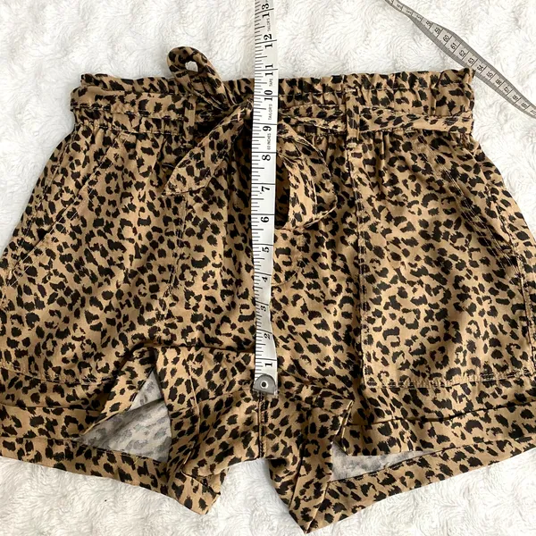 Aerie Tan Leopard Print Camp Paper Waist Lyocell Pull-on Summer Beach Shorts S - Image 7