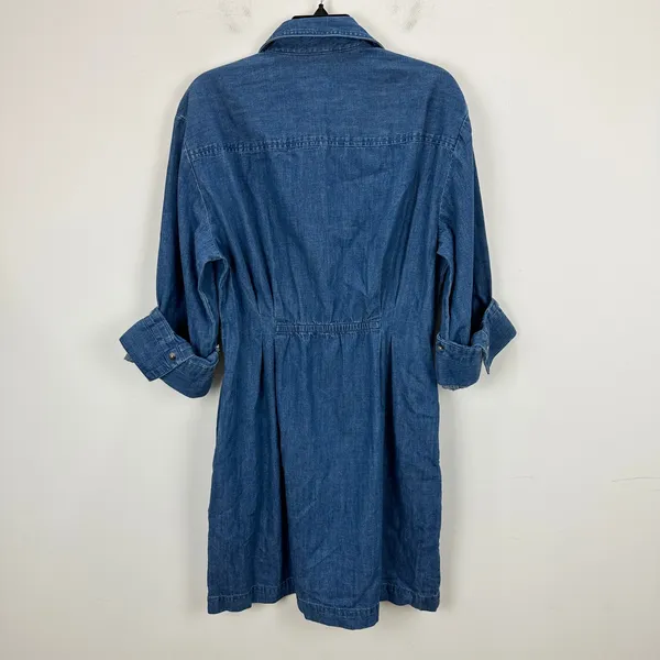 Madewell Denim Pleated Mini Shirtdress Bouvier Wash Blue Long Sleeve US 8 NWT - Image 16