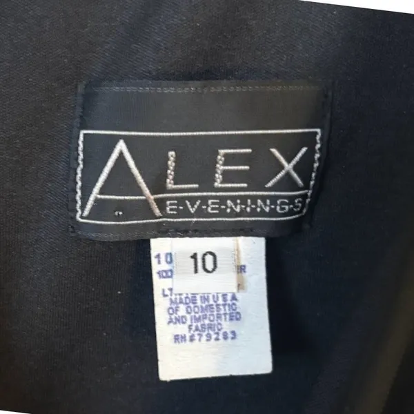 Alex Evenings Gown Women 10 Black Excellent Knot Front V-Neck Chiffon Maxi Dress - Image 4