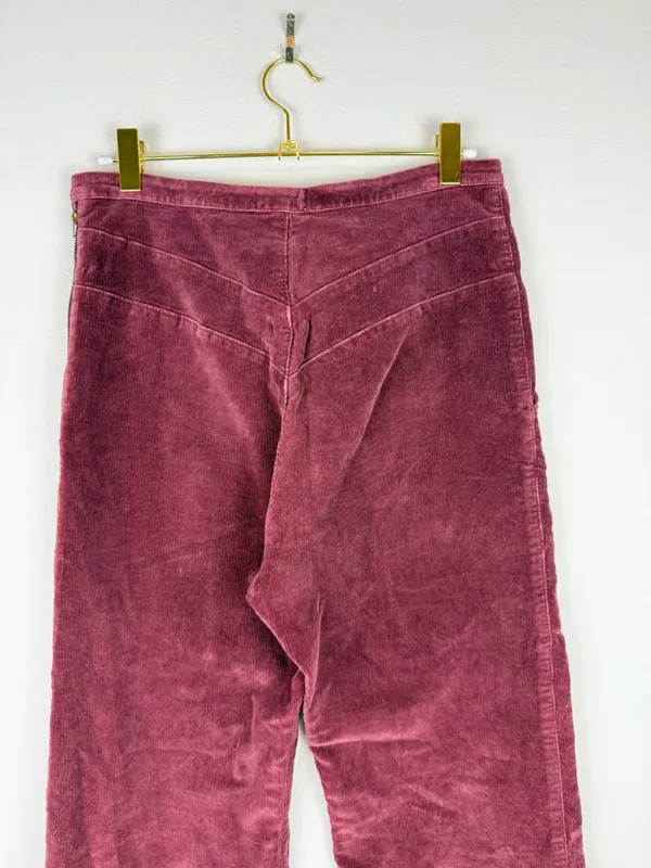 Prairie Underground Yr Arrow Pants Burgundy Wine Corduroy Wide Leg Size Small - Image 7