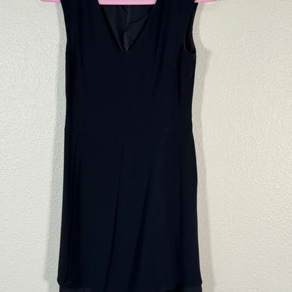 Theory Black Sleeveless Mini Dress Womens 4 Classic LBD Corpcore Preppy Wrap - Image 10