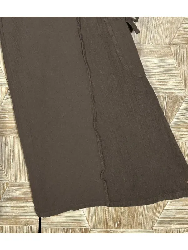 Brown Boho Chic Cotton Gauze Wide Leg Palazzo Pants Size Medium Lagenlook - Image 5