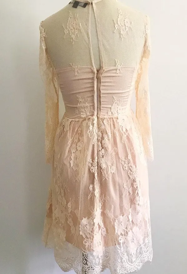 Sheer Neckline Lace Formal Dress - Image 3