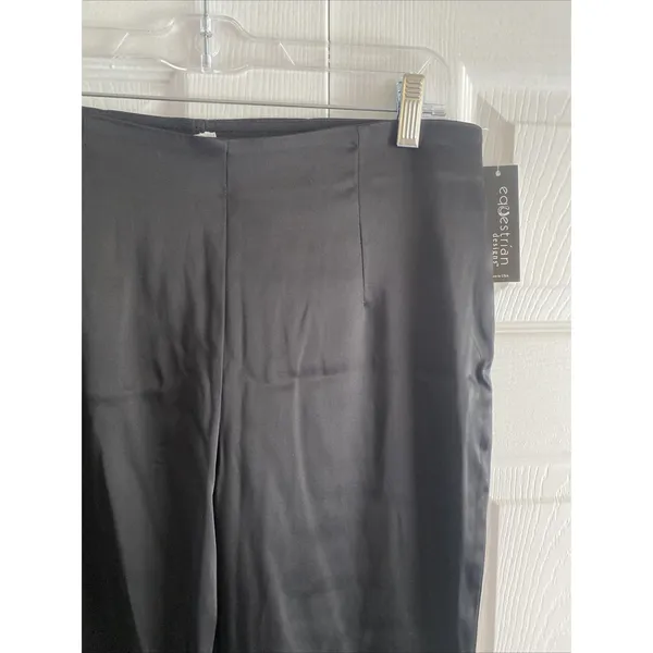 Equestrian Designs Tapered Trousers Womens Size M Black Satin Stretch Pants USA - Image 4
