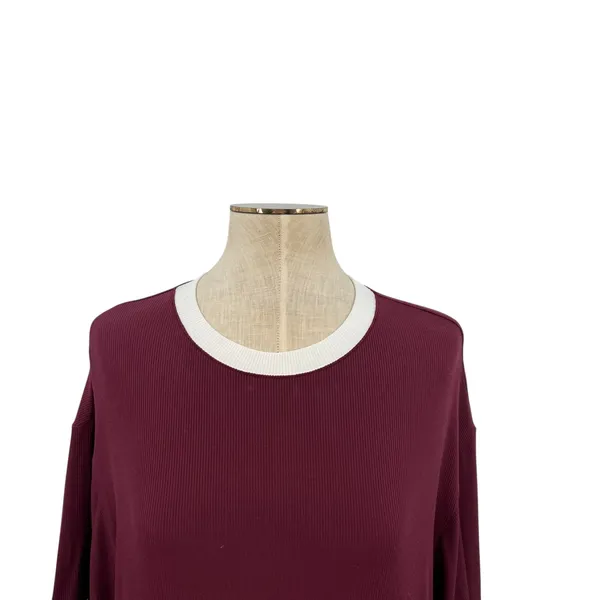 Skims Soft Lounge Ringer T-Shirt Long Dress Maxi Maroon Red Size Small‎ - Image 5