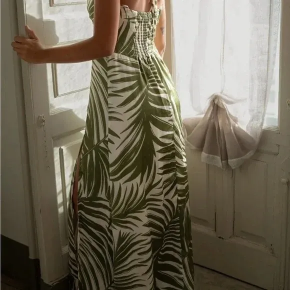 12th Tribe Salvador Green Palm Maxi Dress - Image 2
