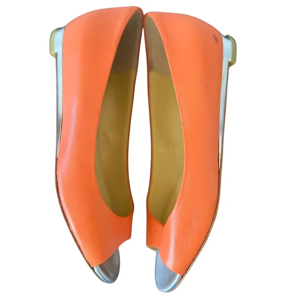 Cole Haan Nike Orange & Silver Leather Peep Toe Micro Heel Ballet Flat - Image 4