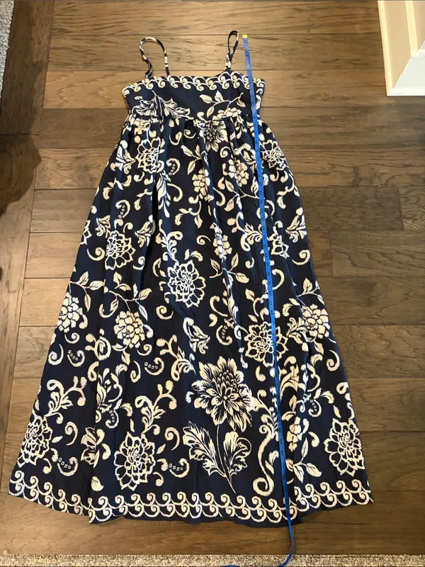 TCEC Blue/Cream Pattern Maxi Dress Sz S - Image 7