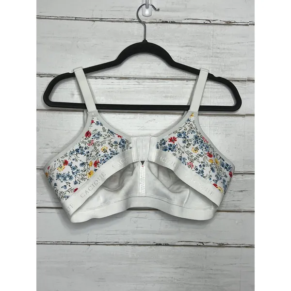 Cacique Floral Wireless Bra 42C Full Coverage Unlined No Wire Comfort Bra White - Image 3