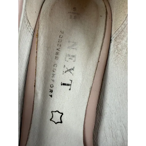 Next Pointed Toe Pumps Womens 38 Leather Stiletto‎ Heels Office Siren Neutral - Image 6