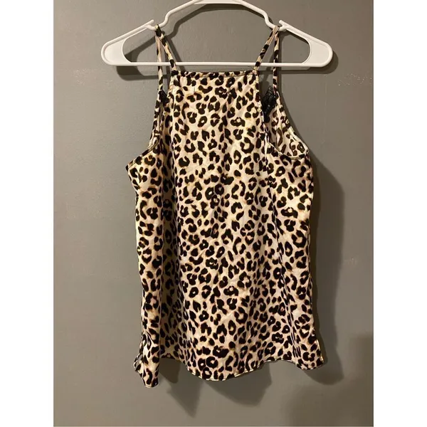 DO+BE Satin Lace Cheetah Print Tank Top Size Small - Image 3