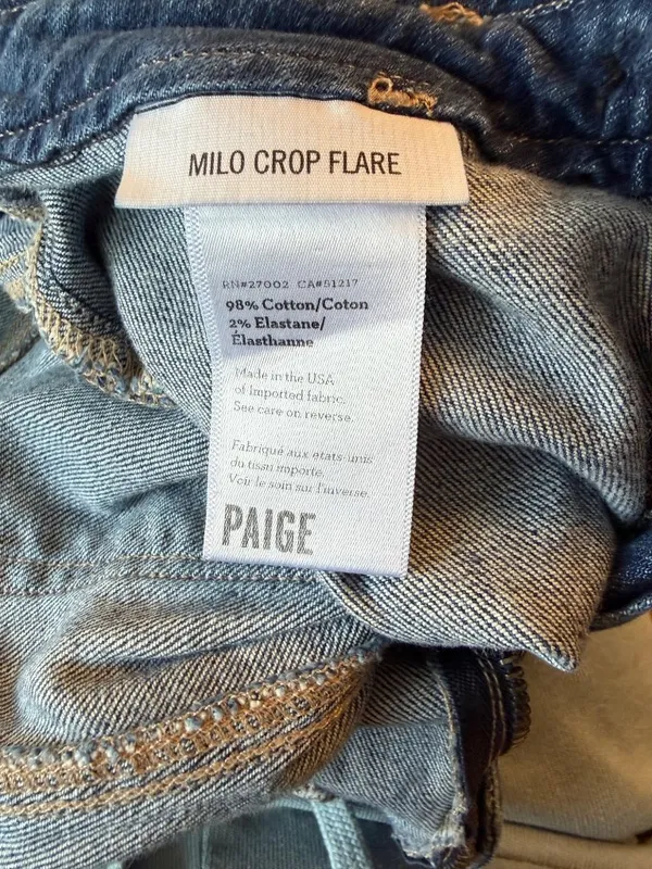 Paige Milo Crop Flare Jeans Womens Size 25 Medium Wash High-Rise Stretch Denim - Image 3