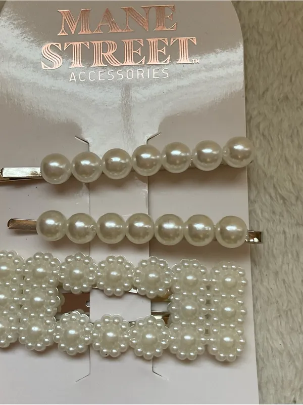 Mane Street Pearl Glam Barrettes - Cream (Set of 3) - Image 3