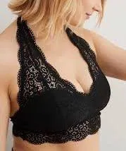 Aerie Black Lace Halter Bralette - Image 2
