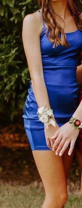 Dillard's Blue Silk Hoco Dress W Built In Bra - Image 5