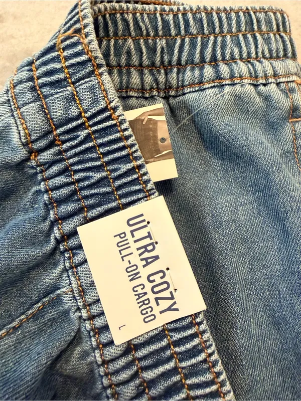 NWT Vanilla Star Size L 12-14 Ultra Cozy Pull On Stretch Denim Cargo Jeans Pants - Image 11