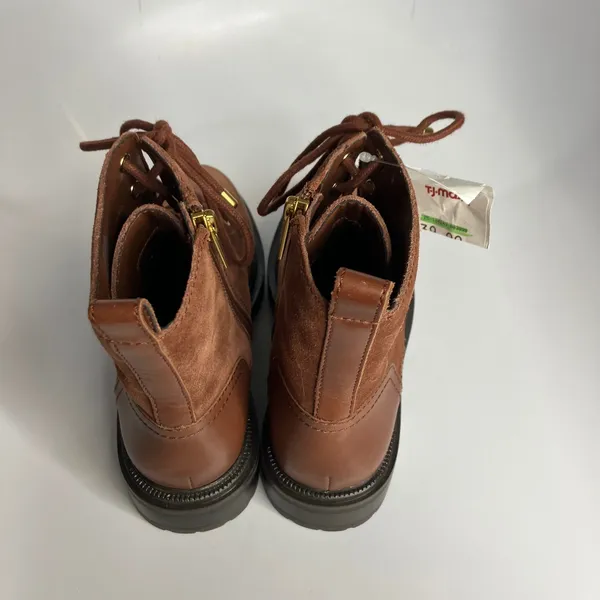 Vince Camuto Leasa brown‎ leather lace up boots women's size 6.5 combat moto - Image 5
