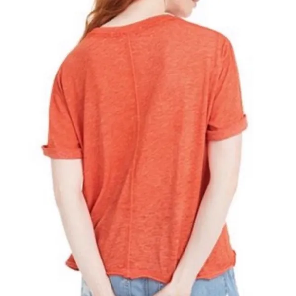 Free People We the Free Cassidy‎ Cuff Sleeve Tee Poppy Sz XS - Image 2
