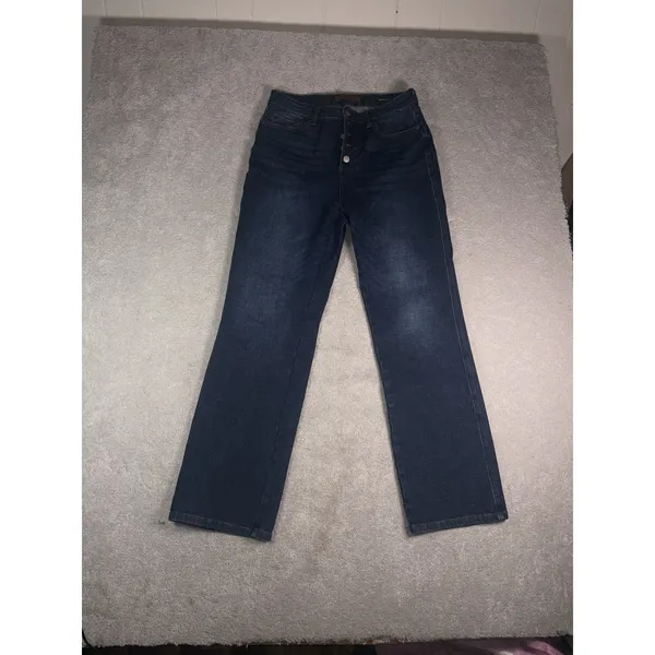 judy blue straight leg jeans button fly jeans 11/30 high rise dark wash - Image 2