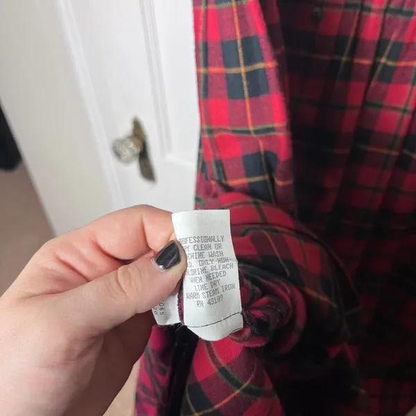Vintage Susan Bristol Red Black Plaid Pinafore Midi Flannel Holiday Dress Size 8 - Image 8