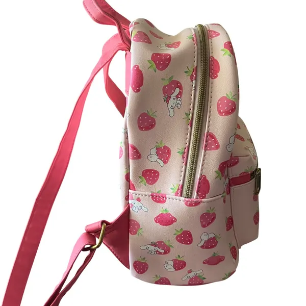 Sanrio Loungefly Cinnamoroll Strawberry Mini Backpack Pink Faux Leather‎ Bag - Image 4