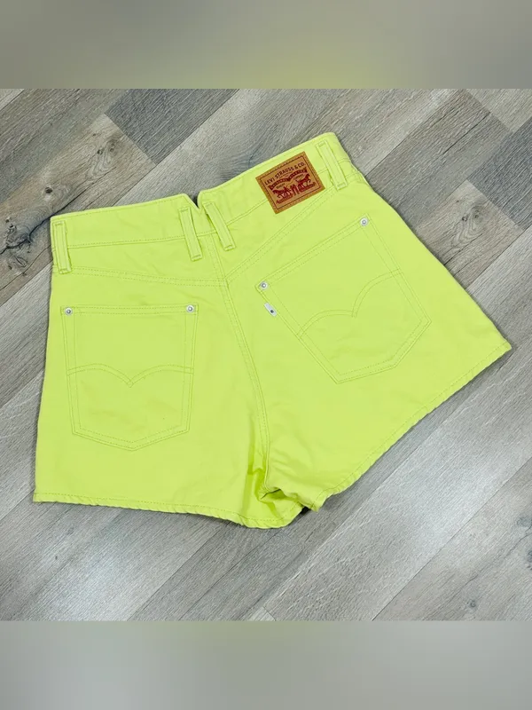 Levi's Notch High Waisted Denim‎ Mom Shorts Daiquiri Neon Green Size 30 Retro - Image 7