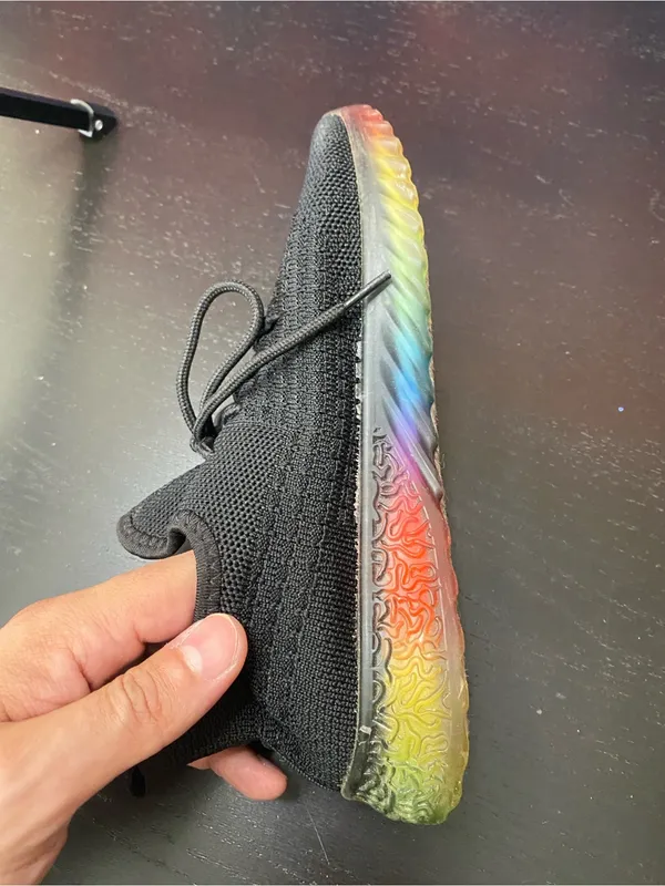 Men's Black Knit Lace-Up Sneakers with Rainbow Sole - Image 7