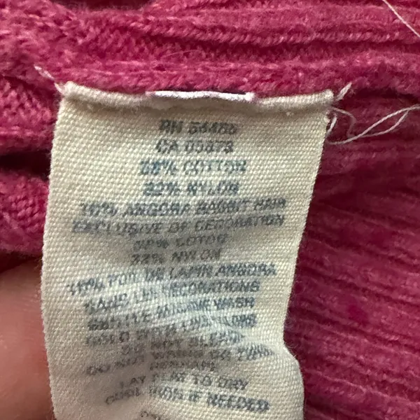 Y2K American Eagle Womens Sweater Small Pink Cable Knit V Neck Preppy - Image 4