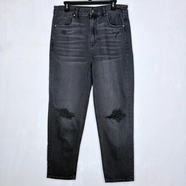 American Eagle Black Mom Straight Distressed Jeans - Image 4