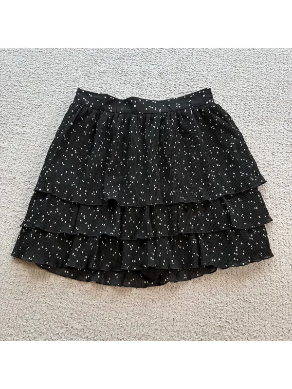 NWT Zara Black White Polka Dot Tiered Ruffle Mini Skirt Size Small - Image 6