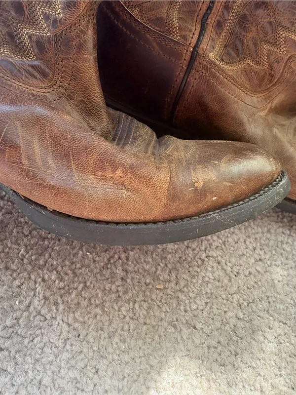 Laredo Men’s 7.5D Brown Leather Cowboy Boots Distressed Western - Image 3