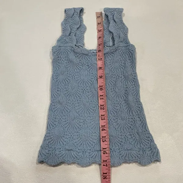 Intimately Free People Blue Textured Ruffle Tank Top Small Boho Y2K - Image 6