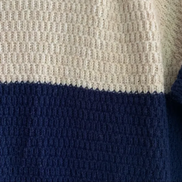 Madewell Striped Long Sleeve Knit Sweater Blue and Tan Size Xsmall - Image 4