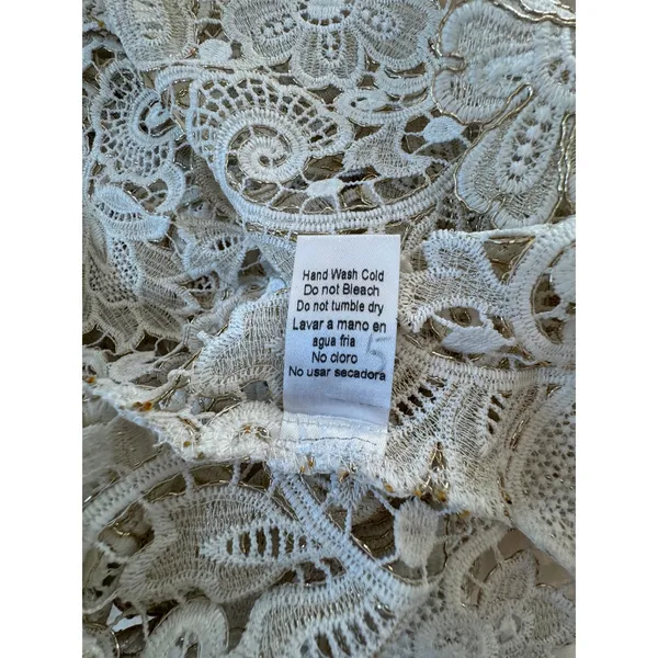 Endless Rose Sheer Cream Lace & Shiny Gold Tank Top - Image 8