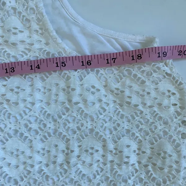 Deletta Anthropologie White‎ Crochet Lace Tank Scoop Neck Lined Medium OB520459 - Image 11