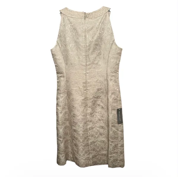 Ann Taylor Metallic Jacquard Sheath Dress in Champagne Gold - Image 4