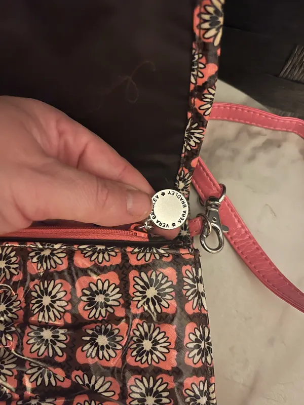 Vera Bradley Pink Brown Crossbody Floral Clutch Bag Vinyl Multiple Wear Classic - Image 12