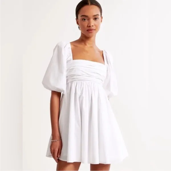 Abercrombie & Fitch Emerson Mini Poplin Cotton Dress in White Size XS - Image 3
