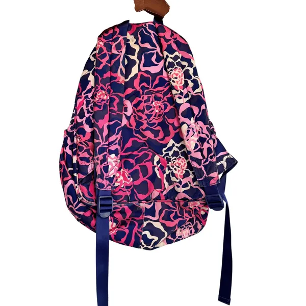 Vera Bradley Lighten Up Grand Backpack Pink Navy Floral Water Repellent Bag - Image 6