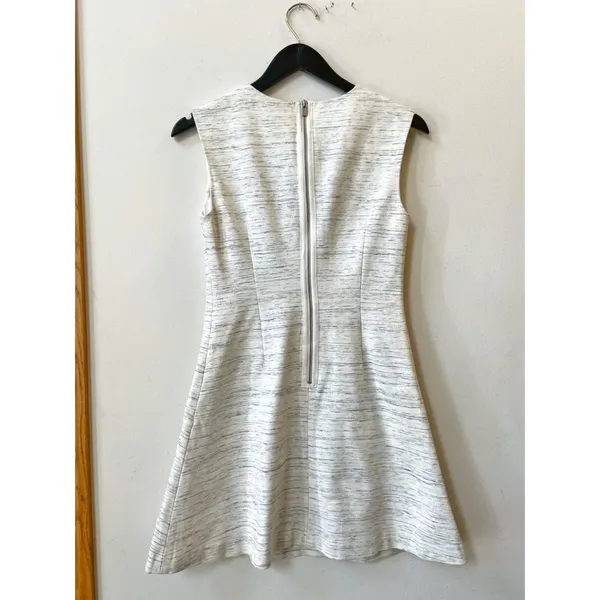 White + Grey Printed Fit and Flare Dress - Image 2