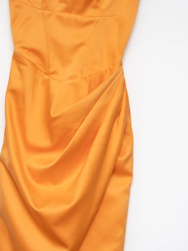 House of CB - Bianca Tangerine Satin Corset Midi Dress - Image 11